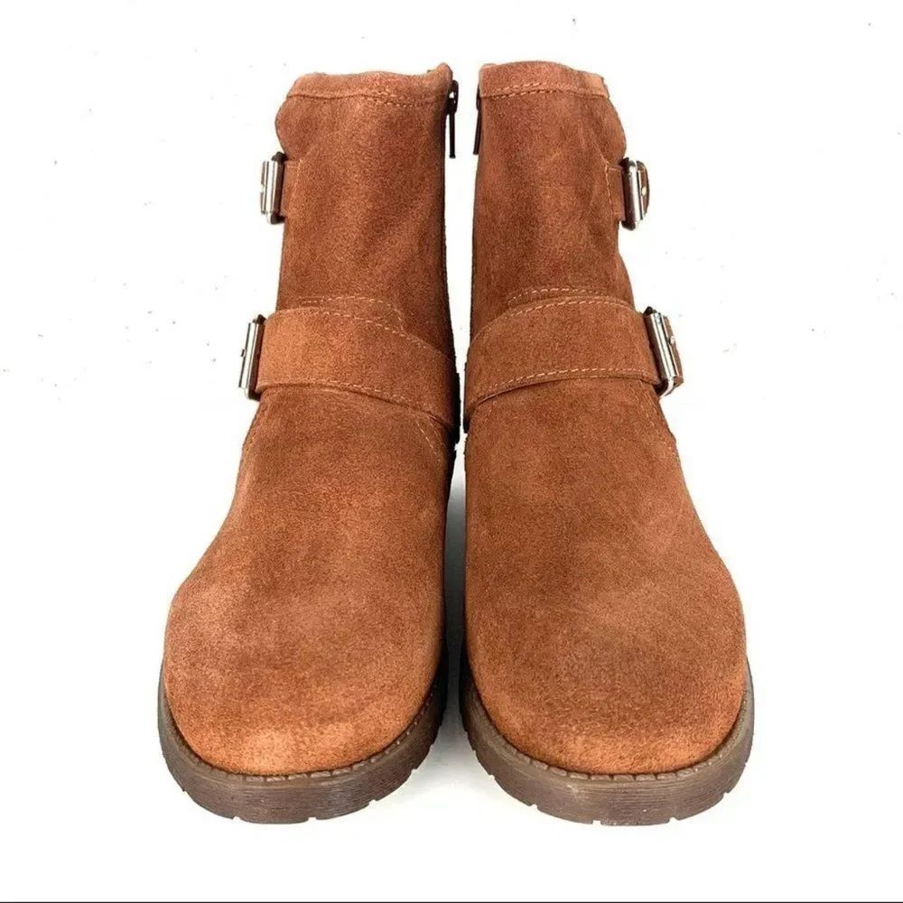 Steve Madden Chestnut Alick Motto Buckle boots, size 9.5